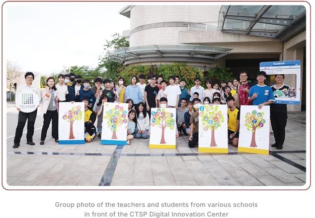 Group photo of the teachers and students from various schools in front of the CTSP Digital Innovation Center