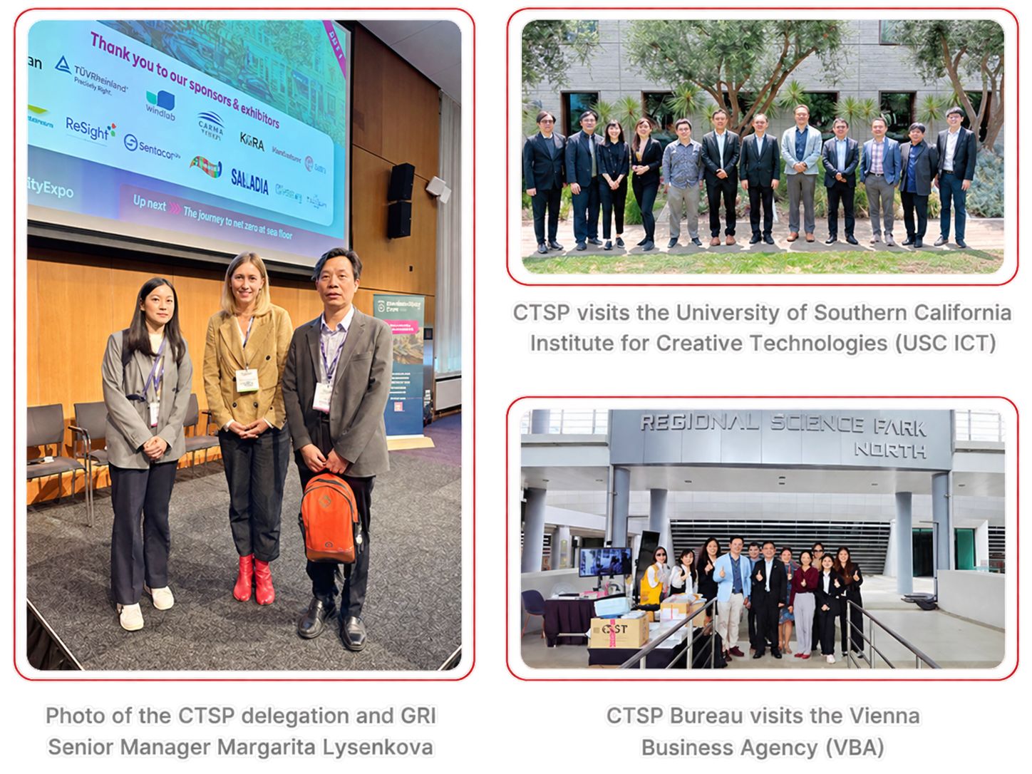 CTSP delegation with GRI Senior Manager Margarita Lysenkova; CTSP visits the University of Southern California Institute for Creative Technologies; CTSP Bureau visits the Vienna Business Agency